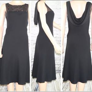 EVAN PICONE Sheer Pull Over Lined Drape Dress